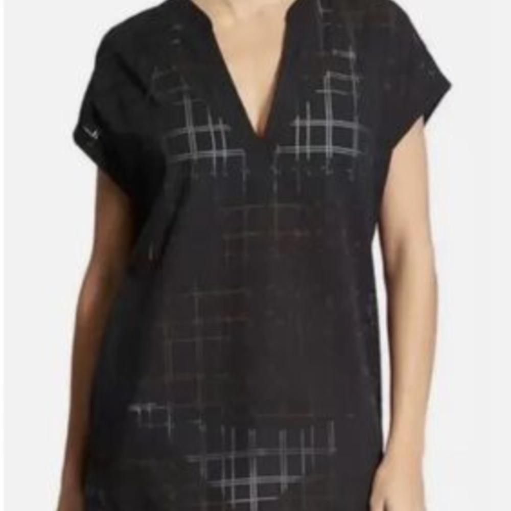 Athleta Windowpane Luxe Kaftan Black Pool Beach Cover Up